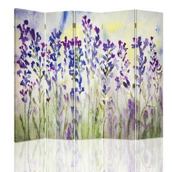 Biombo Lavender Watercolour - Separador De Ambientes  Cm. 180x180 (5 Paneles)