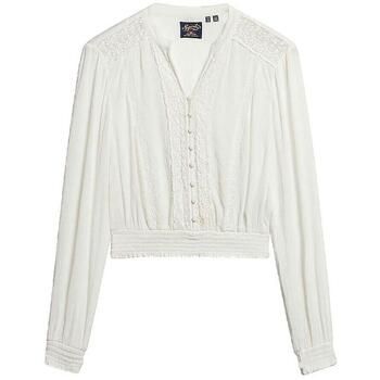 Superdry Blusa Blouse à bordure en dentelle et manches longues para mujer