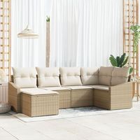 juego de sofa de jardin de 6 piezas con cojines beige ratan poliester v3772 unico  beige