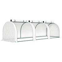 outsunny invernadero tunel 3 ventanas con cremallera armazon de acero lona robusta 295 x 100 x 80 cm blanco   aosom espana