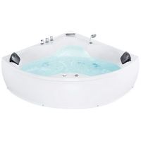 banera esquinera de acrilico blanco 205 x 163 cm 2 plazas con chorros de masaje y reposacabezas senado