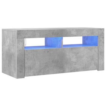 Mueble Tv | Mueble De Salón | Armario Tv Con Luces Led Gris Hormigón 90x35x40 Cm