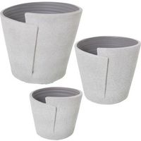 set 3 maceteros blanco y gris arena