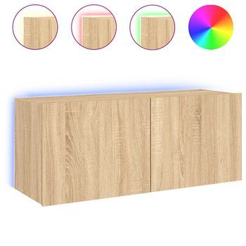 Mueble De Tv De Pared Con Luces Led Roble Sonoma 100x35x41 Cm Vidaxl