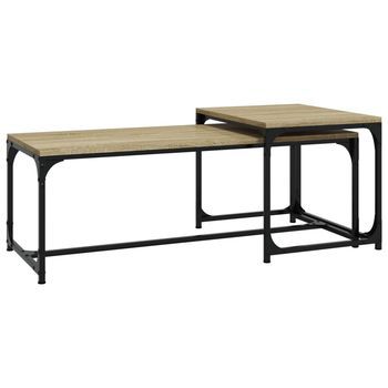 Mesa De Centro 100x40x35 Cm Madera Y Acero - Marrón