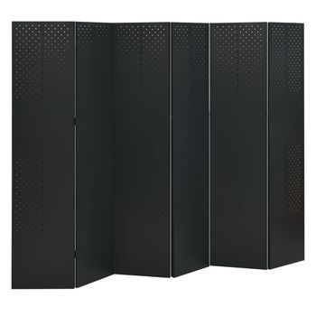 Biombo Divisor De 6 Paneles Acero Negro 240x180 Cm Vidaxl
