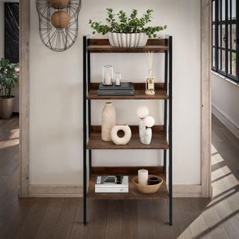 Estantería estilo industrial 4 baldas 57,5x34x138cm madera oscura