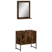 set de muebles de bano 2 pzas madera ingenieria roble ahumado vidaxl