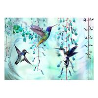 papel pintado 3d - flying hummingbirds green 300x210 cm