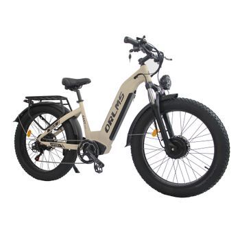Bicicleta Eléctrica Orlms Mn-6, Doble Motor, Batería Extraíble De 52 V Y 23 Ah, Fat Bike De 26