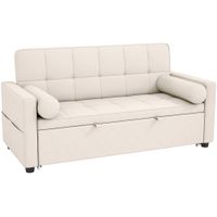homcom sofa convertible 2 plazas 3 en 1 sofa-cama con cama nido doble respaldo regulable 2 cojines 805x1375x84cm beige   aosom espana