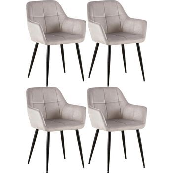 Juego De 4 Sillas De Salón Emia En Terciopelo Gris Claro 61x56.5x84 Cm Clp