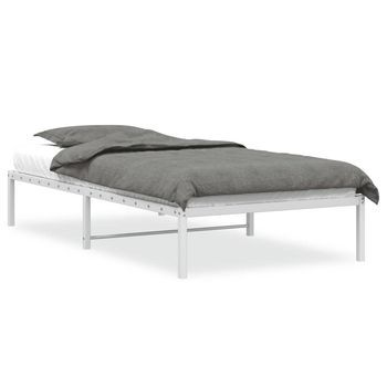 Cama Individual | Cama Para Adultos | Estructura De Cama Sin Colchón Metal Blanco 100x200 Cm