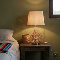 lampara de ratan beige 33x33x60 cm
