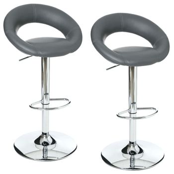 Set de 2 taburetes en poliuretano gris 47x52,5x80 cm