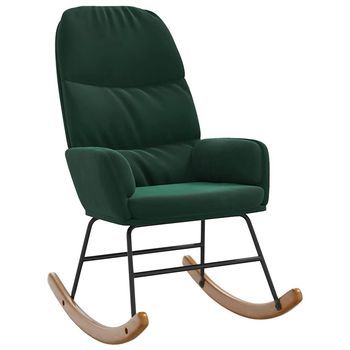 Mecedora De Terciopelo Verde Oscuro Vidaxl