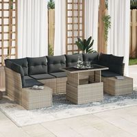juego de sofa de jardin de 8 piezas con cojines gris claro ratan sintetico v2529 unico  beige