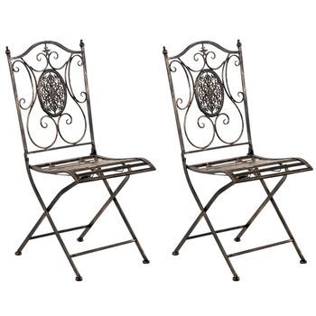 Pack De 2 Sillas De Jardín Sibell Plegables Metal Bronce 49x42x91.5 Cm Clp