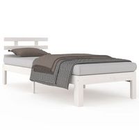cama individual  cama para adultos  estructura de cama madera maciza blanco 90x200 cm
