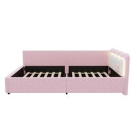 sofa cama de 90x200cm con led y somier de laminas rosa