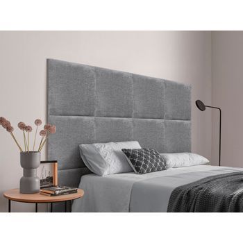 Dhome Cabecero Tapizado Para Camas De 120cm Compuesto De Paneles Autoadhesivos Intercambiables De Lana Ecológica Cama Lujo Dormitorio Acolchado (gris,