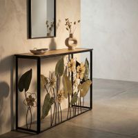 consola de metal y madera multicolor 108x368x80 cm