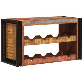 Estante Estantería De Vino Marrón 80 X 45 X 33 Cm Madera Reciclada Maciza