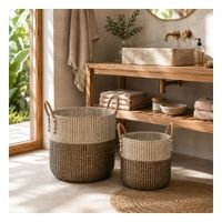 conjunto de 2 cestas en fibras naturales multicolor