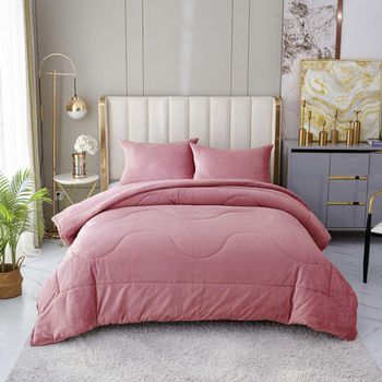 Edredón Borrego Liso, Poliéster Y Sherpa Polar, Rosa, 90/105