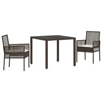 Conjunto De Comedor De Jardín 3 Piezas | Mueble De Jardín Marrón Ratán Sintético