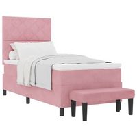 cama tipo box spring con cabecera rosa 190 x 90 cm terciopelo vidaxl