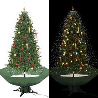 arbol de navidad con nieve con base en paraguas verde 190 cm vidaxl