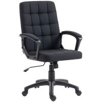 vinsetto silla de oficina giratoria de lino sintetico altura ajustable negro