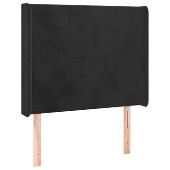 Cabecero Cama Mueble De Dormitorio Con Led De Terciopelo 83 X 16 X 118/128 Cm Negro M02_0001818
