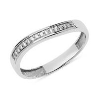 8 quilates anillo de oro blanco con circonitas