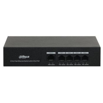 Switch de red Dahua DH-PFS3005-4ET-36 5 puertos Fast Ethernet PoE protección rayos