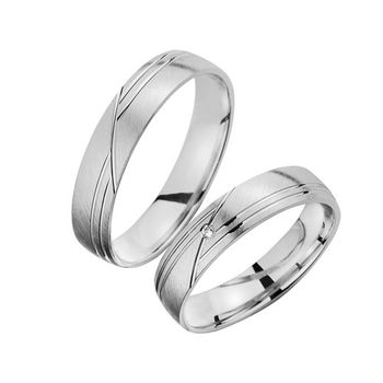 Alianzas oro blanco con diamante ancho 4,5 mm