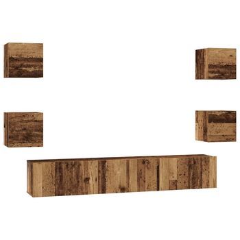 Conjunto De Mueble De Tv 7 Piezas Madera Vieja 60 X 30 X 30 Cm