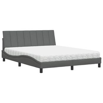 Cama Con Colchón Hanko De Tela Gris Oscuro 160x200 Cm Vidaxl
