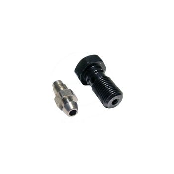 Tornillo banjo M10x1 simple alu negro con purgador gris