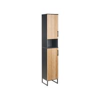 mueble de bano independiente con 6 estantes almacenaje moderno negromarron claro miscanti