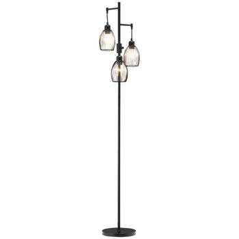 HOMCOM Lampara estilo industrial 40 W mx 3 pantallas de metal con brillo ajustable - bombilla E27 - Negro   Aosom España
