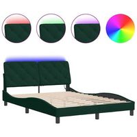 estructura de cama con led sin colchon terciopelo verde oscuro 140x200 cm vidaxl