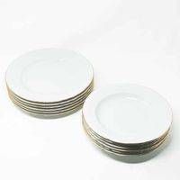 juego de platos de porcelana blanca 12 piezas lubeck r con filo de oro 6 platos llanos 6 platos hondos