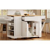 isla de cocina con almacenaje - mueble de cocina con ruedas - basurero empotrado - carrito - blanco