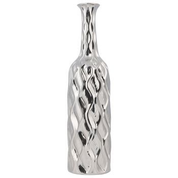Florero De Gres Plateado Con Forma De Botella Moderno Glam Bassania