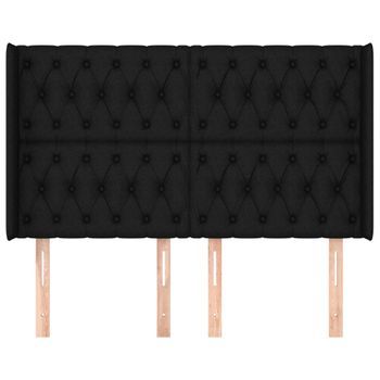 Cabecero Cama Mueble De Dormitorio Con Orejas De Tela 163 X 16 X 118/128 Cm Negro M02_0003595