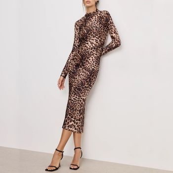 Good American Shine Stretch-Satin Midi Dress - S