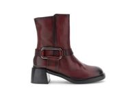 botines de piel con accesorio bordeaux