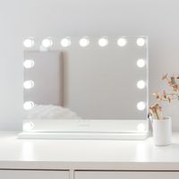 espejo maquillaje con luz 15 led metal 58x43x12cm blanco